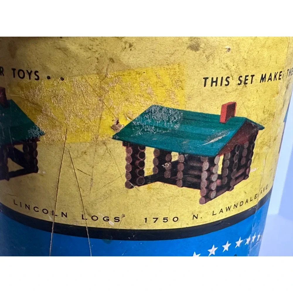 Vintage Lincoln Logs Set 2C Canister Only Storage Tube Chicago IL Original Toy